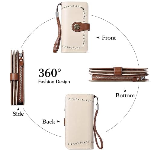 BOSTANTEN Leather Wallet for Women RFID Blocking Zip Around Credit Cards Holder Phone Clutch thumbnail 3
