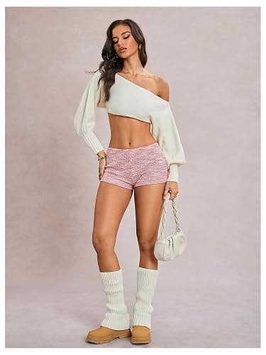 SOLY HUX Women's Striped Micro Shorts Y2k Knit Low Rise Booty Mini Shorts Color Block Stretchy Loungewear thumbnail 5