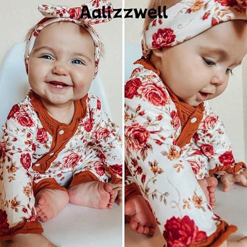 Aalizzwell Baby Girls Romper Outfit Fall Winter Clothes with Accessories thumbnail 3
