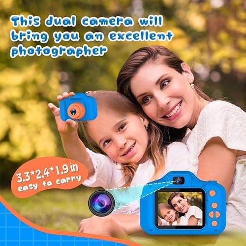 Seckton Upgrade Kids Selfie Camera, Christmas Birthday Gifts for Boys Age 3-9, HD Digital Video Cameras for Toddler, Portable Toy for 3 4 5 6 7 8 Year Old Boy with 32GB SD Card-Navy Blue thumbnail 3