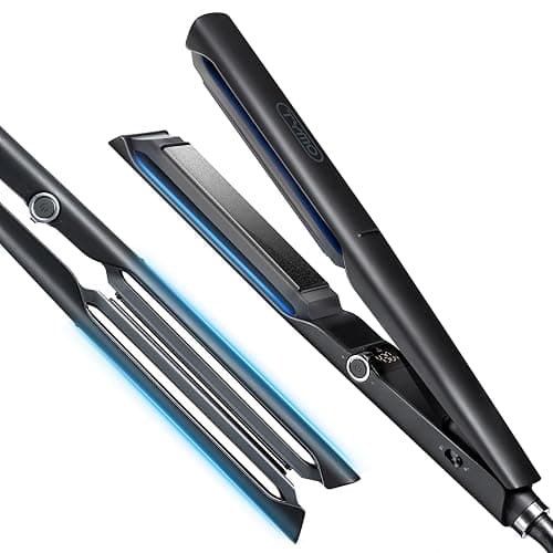 TYMO 2.0 Flat Iron Hair Straightener - Professional Long Ceramic Plate 2 in 1 Straightener & Curler for Fast Smooth Styling, Hair Straighteners for Women with Hollow Design to Boost Curls, 500M Ions - Image 1