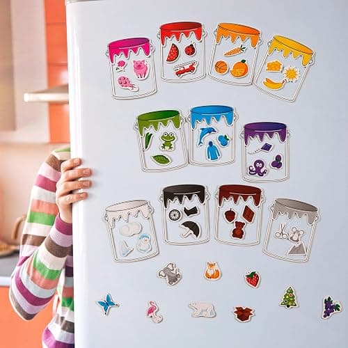 Simply magic 11 Jars Magnetic Color Sorting Set - Color Sorting Toys for Toddlers, Magnetic Shapes, Learning Colors Recognition Magnets, Colors Matching Games for Toddlers, Preschool Circle Time thumbnail 6