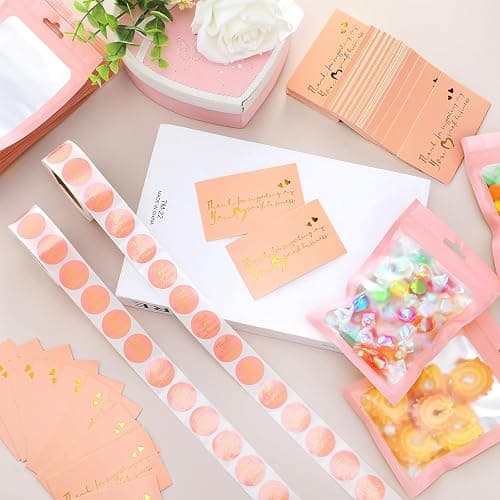 Leelosp 2280 Pcs Pink Thank You Cards and Stickers Small Business Wedding Handmade Gifts Shipping Packaging Resealable Bracelet Jewelry Thank You for Supporting My Small Business Stuff Essential thumbnail 5