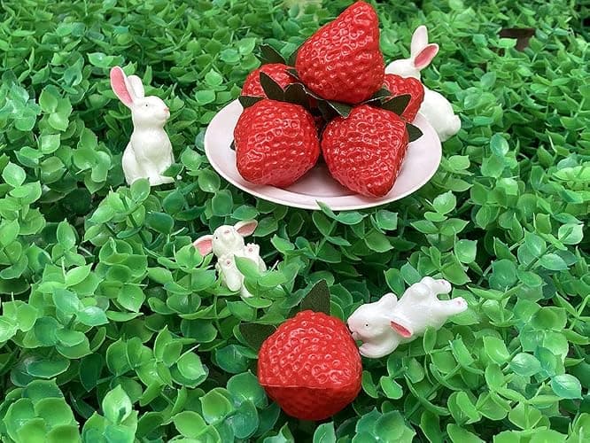 Aliotech 18PCS Plastic Artificial Red Strawberries Fake Lifelike Simulation Realistic Strawberry Artificial Fruits Decoration Photography Prop for Home Kitchen Decoration thumbnail 5