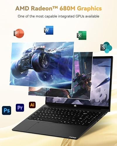 NIMO 15.6" Light-Gaming-Laptop, 8 Cores AMD Ryzen 7 Pro 6850U 32GB LPDDR5 RAM 1TB SSD (Beat i7-1360P Up to 4.7GHz) AMD Radeon 680M GPU IPS FHD Computer with 100W Type-C Backlit Keyboard Fingerprint thumbnail 3