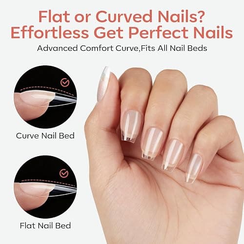 Modelones Extra Short Coffin Nail Tips 360pcs Clear Press On Nails Soft Gel | Clear Fake Nails Press On Full Cover Half Matte Acrylic Gel Tips for Extension Salon 15 Sizes thumbnail 6