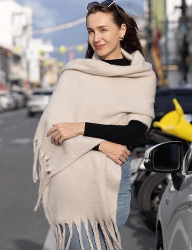 MissShorthair Thick Scarf for Women Big Chunky Colorful Blanket Fluffy Soft Scarves Winter Colorful Shawl Warps thumbnail 2