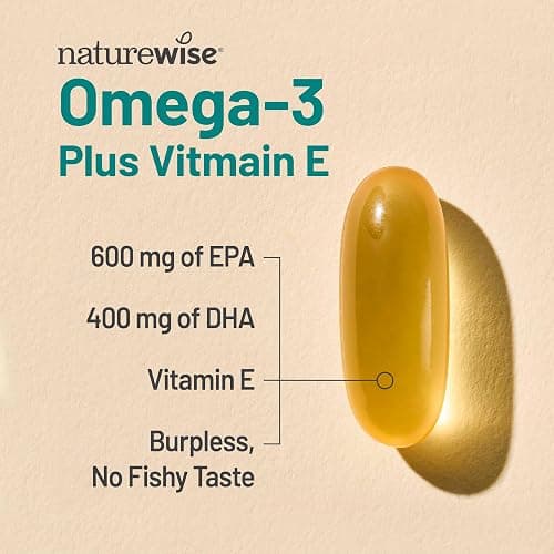 NatureWise Extra-Strength Omega 3 Fish Oil Supplement - 1000mg per Serving - 600 EPA & 400 DHA and Vitamin E - Support for Heart & Brain Health - Lemon Flavor, GMO-Free - 60 Softgels[1-Month Supply] - 60 Count (Pack of 1) - Omega 3 thumbnail 3