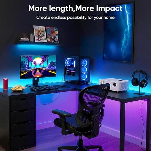 ERBTY Led Lights for Bedroom, IC+RGB 100FT(2 Rolls of 50ft) Strip Lights, 24Key Remote with App Control, Music Sync Color Changing Lights for Room Decor Party thumbnail 4