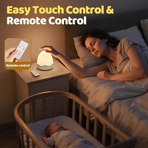 COOLNIGHT Nachtlicht Kinder, Stilllicht Touch Dimmbar mit 10 Helligkeit 10 Farben, 3600mAh+Timer+Fernbedienung LED Nachtlicht Baby, Tragbar & USB Aufladbar & Kabellos Nachttischlampe, Baby Geschenke thumbnail 5