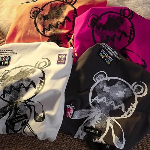 Women Goth T Shirt Y2K Harajuku Graphic Tops Cotton Anime Clothes thumbnail 5