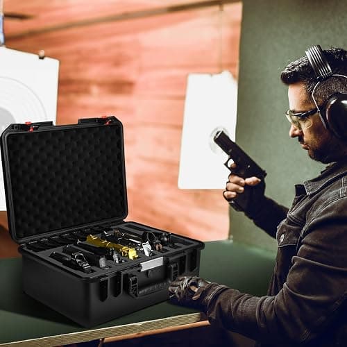 Pistol Gun Case for Multi Handguns - Hold Multiple Pistols & Magazines, Pre-cut Waterproof Hard Shell Gun Box, TSA Approved Pistol Case for SIG Sauer, Smith & Wesson, for Colt, for Revolver, for Glock thumbnail 7
