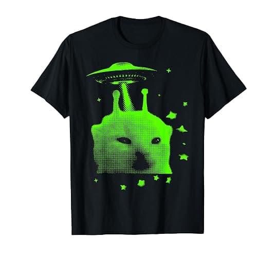 Alien Cat Meme UFO Vintage Graphic Tee Y2K Funny Silly Cat T-Shirt - Image 1