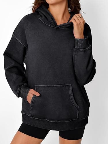 Trendy Queen Oversized Hoodies for Women Teen Girl Winter Sweatshirt Cute Acid Wash Pullover thumbnail 2