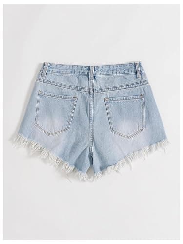SOLY HUX Women's Ripped Raw Hem Jean Shorts High Waisted Straight Leg Denim Shorts Streetwear thumbnail 3