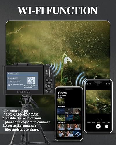 ULPTXOO 4K Digital Camera for Beginners & Teens, Autofocus Vlogging Camera with 180° Flip Screen, 18X Zoom, Easy-to-Use Compact Travel Camera, WiFi, 2 Batteries, 32GB Card thumbnail 4
