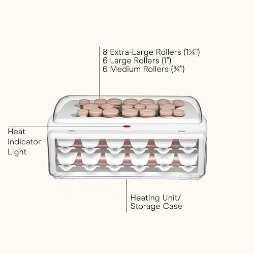 INFINITI PRO CONAIR Ceramic Flocked Hot Rollers for Women, 20 Assorted Hair Curlers with Clips, 85-Second Heat-Up, For Long, Medium, and All Hair, White thumbnail 2