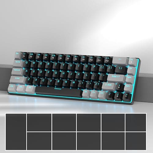 MageGee Portable 60% Mechanical Gaming Keyboard, MK-Box LED Backlit Compact 68 Keys Mini Wired Office Keyboard with Red Switch for Windows Laptop PC Mac - Black/Grey thumbnail 2