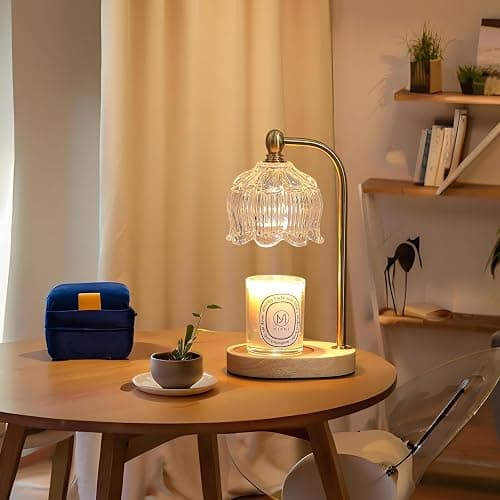 MEIXISUE Candle Warmer Lamp with Timer Dimmable,Antique Brass Candle Lamp,Wax Melt Warmer Light for Jar Candles,Mother's Day/Birthday/Christmas Gifts for Mom/Wife,Home Decor Lamp,with 2 Bulbs thumbnail 6