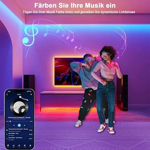 Keepsmile LED Strip 30m, RGB LED Streifen with Remote & Bluetooth APP Control,Timer Setting,Dimmable Led Lichtband Music Sync Colour Changing LED Lichterkette for Gaming Zimmer Deko (2 Rolls of 15 m) thumbnail 4