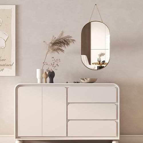 YCHMIR Oval Wall Mirror, Gold, Oval Shape, for Bathrooms and More (16x9.2 inch) thumbnail 4