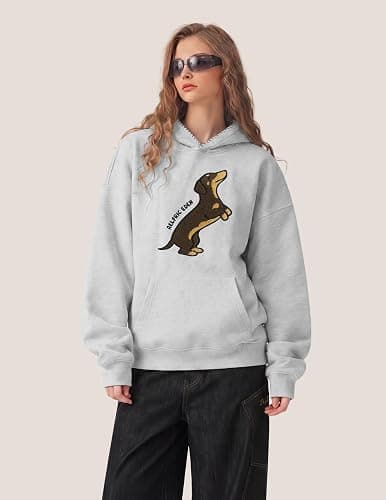 Aelfric Eden Dog Graphic Hoodies Unisex Oversized Dachshund Pullover Hoodie Y2k Streetwear Hooded Sweatshirt thumbnail 3