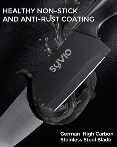 syvio Block Knife Set, 15 Pcs Kitchen Knife Set with Block and Sharpener, with Heavy Poultry Shears and 6pcs Serrated Steak Knives Razor-Sharp, Stainless Steel, Lightweight, Anti-Slip Handle thumbnail 6