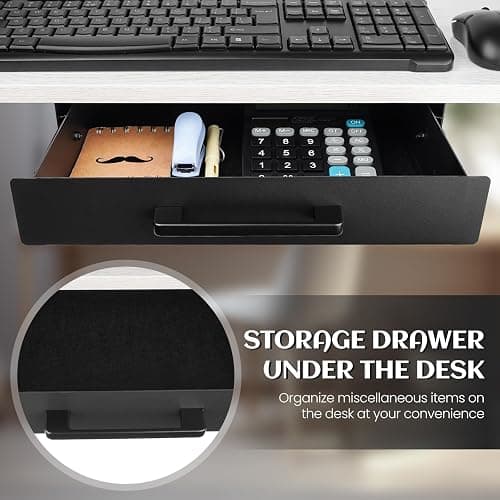 Huiyangteng Under Desk Drawer Slide Out,Under Desk Shelf,Drawers for Under Desk,Home Office Storage Organizer, Black（12inch） thumbnail 5