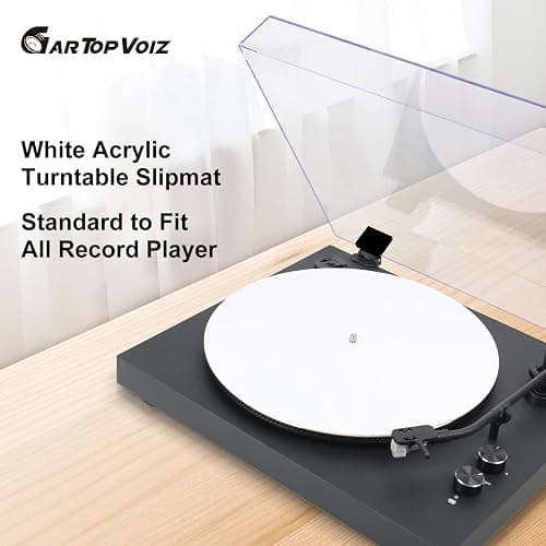 White Acrylic Turntable Slipmat for Vinyl Player, 12" Platter Mat Reduces Noise Anti-Static Turntable Accessory for Vinyl Record Players thumbnail 2
