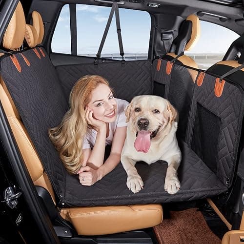 YJGF Back Seat Extender,Dog Seat Cover for Back Seat,Hard Bottom Car Seat Cover for Dogs,Dog Hammock for Car,Back Seat Pet Cover for Dogs(Black) - Image 1