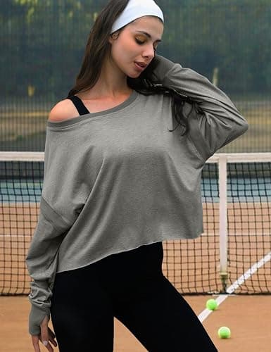 UNIANKIYA Open Back Workout Tops for Women Long Sleeve Cropped Athletic Clothes Gym Running Yoga Low Impact Sports T Shirts thumbnail 3
