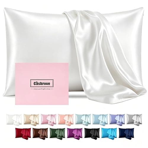 Silk Pillow Cases for Hair and Skin Mulberry Silk Pillowcases Soft Silk Pillow Cases with Zipper Both Sided Natural Beauty Sleep Silk Pillowcase 1 Pack for Gift (Standard, White) - Image 1