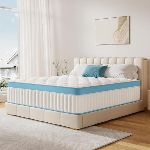 Mroreom Full Size Mattress, 12 Inch Hybrid Mattress in a Box – Memory Foam with Pocket Springs, Cooling Gel, Pressure Relief, Motion Isolation, CertiPUR-US Certified, Medium Firm,Blue thumbnail 7