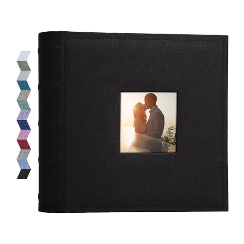 Vienrose Photo Albums 6x4 (15x10 cm) 200 Pockets Linen Cover with Memo Spaces Photobook Large Capacity Pictures Album Memory Book for Wedding, Family, Baby, Holidays, Special Occasions, Black - Image 1
