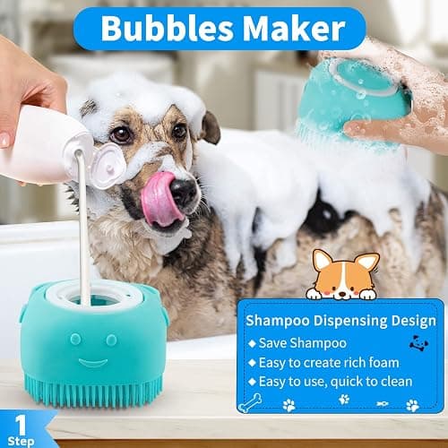 Comotech 3PCS Dog Bath Brush | Dog Shampoo Brush | Dog Scrubber for Bath | Dog Bath Brush Scrubber | Dog Shower/Washing Brush with Adjustable Ring Handle for Short & Long Hair (Blue Blue Blue) - Blue Blue Blue thumbnail 2