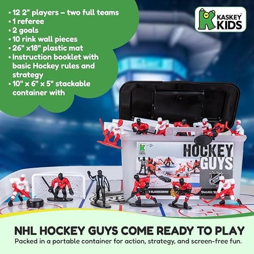Kaskey Kids NHL Hockey Guys, Blackhawks vs. Red Wings, 27 Pieces in Each Set, Includes 2 Teams and Travel Storage Case, Nostalgic Sports Action Figures for Imaginative Play, Ages 3 and Up thumbnail 7