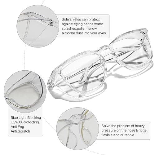 Safety Glasses for Women Anti Fog Safety Goggles Blue Light Blocking Nurse Eye Protection With Side For Men thumbnail 3