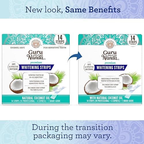 GuruNanda Teeth Whitening Strips - 4X Whiter Teeth, 7-Day Whitening Kit | Non-Slip 4 Layer Dry Strip Technology|With Coconut Oil|Promotes Brighter Smile|Gentle on Enamel|Easy to Apply Teeth Whitener thumbnail 12