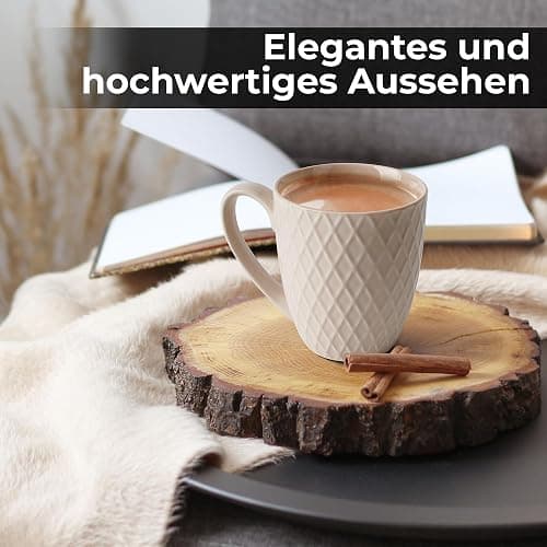 MIAMIO 6 x 14 Oz Coffee Mug Set - Modern Ceramic Matt - Palmanova Collection (Beige) thumbnail 3