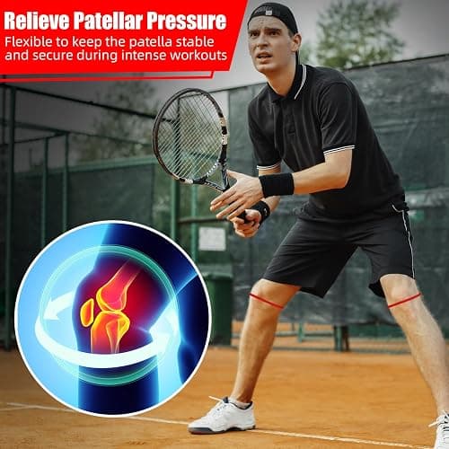 Foilswirl Silicone Patella Knee Band for Basketball Patella Tendon Support Knee Pain Running Tendon Brace Support Strap(2,Red,M) thumbnail 4