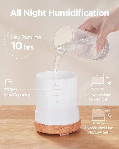 InnoGear Aromatherapy Diffuser & 8 Essential Oils Set, 300ml Premium 5-in-1 Ultrasonic Essential Oil Diffusers Scent Humidifier Aroma Diffuser Vaporizer Auto-Off Timer for Room Office Home, Yellow thumbnail 2