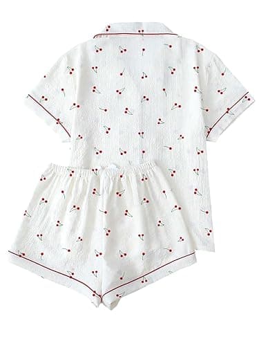 Remidoo Women's Floral Pj Set Short Sleeve 2 Piece Button Up Pajamas Sleepwear thumbnail 3
