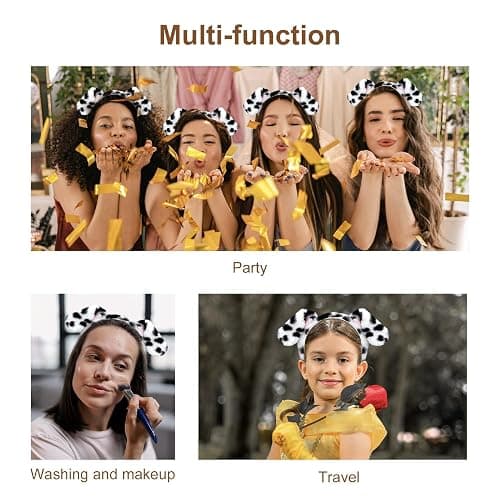 Beviliu Dalmatian Dog Ears Headband - Realistic Puppy Hairband Fluffy Adult Dogs Costume for Halloween Party Cosplay Washing Makeup thumbnail 6