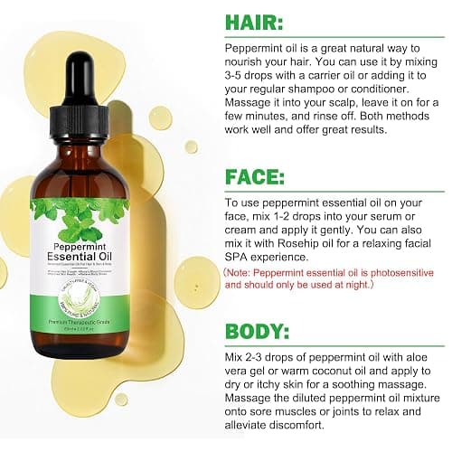 Olio Essenziale di Menta Piperita - Peppermint Oil 60ml per Capelli, Relax e Miscele Corpo thumbnail 2