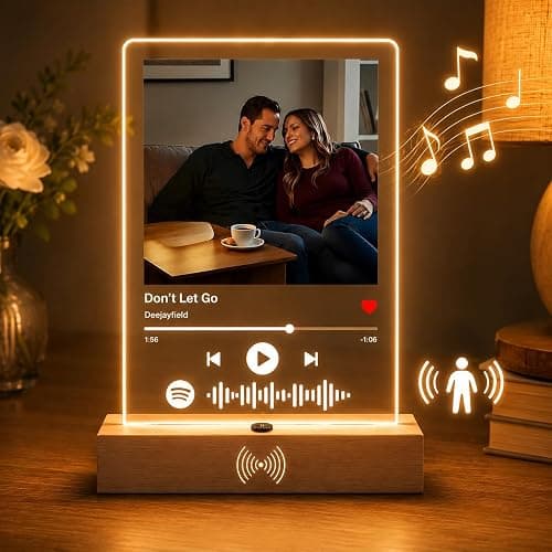 Custom Song Plaque with Built-in Music Player & Motion Sensor Light, Personalized Photo Music Plaque Gift for Girlfriend Boyfriend, Anniversary Birthday Wedding Valentine's Day Gifts thumbnail 7