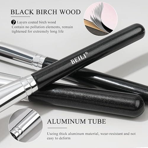 BEILI Pinceaux Maquillage 30 PCS Kit Pinceau Maquillage Professionnel, Lot Pinceaux Maquillages Pour Pinceau Yeux Fond Teint Sourcils Highlighter Makeup Brushes,Poil Naturelles,Noir thumbnail 6