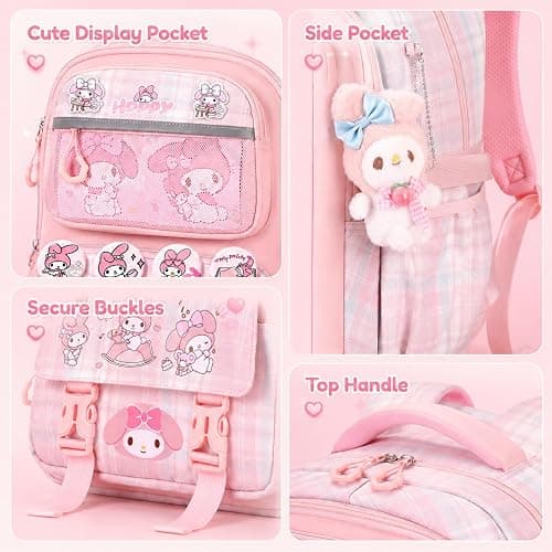 Festa Park Cutecore Backpack Shoulder Bag Purse, Kawaii Cartoon Bookbag Aesthetic Large Harajuku Daypack Preppy Rucksack Bags (Pink) thumbnail 3