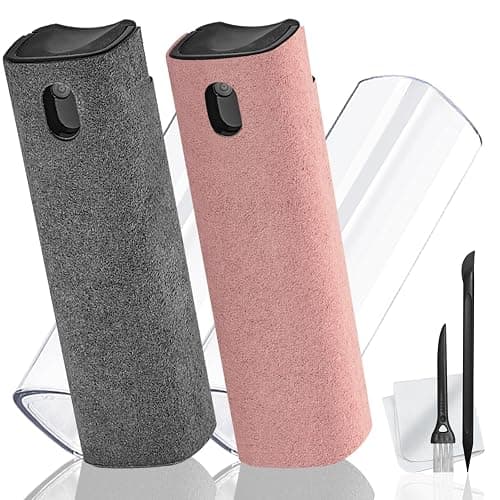2 Pack Screen Cleaner Spray and Wipe for Laptop Monitor and Car Screens, Phone Touchscreen Mist Cleaning Kit for Cellphone, Tablet, PC, Computer, LCD, Eyeglass, iPhone, iPad, Mac Pro - Black and Pink - Image 1