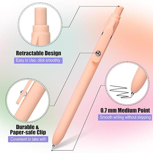 Fenmay Gel Pens, 12 Pcs Black Ink Pens 0.7mm Medium Point| Quick Dry No Smudge, Smooth Writing, Retractable Cute Aesthetic Pens for Journaling Note Taking School Office Supplies thumbnail 7