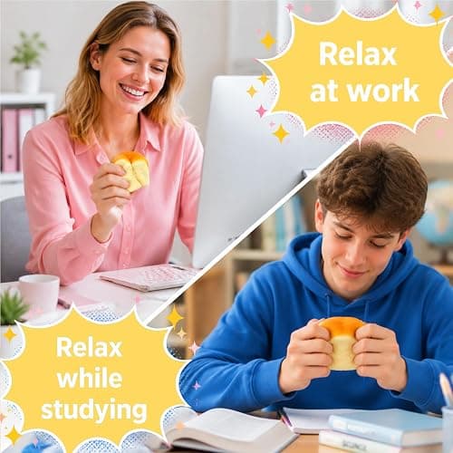 Invasgi 2 Pack Bread Squishy Slow Rise Toys, Dumpling Squishy Fidget Toys for Kids & Adults,Stress Relief Squeeze Toy, Gifts for Office, Party Favors, Back to School thumbnail 6